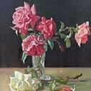 Pink Roses in a Crystal Vase