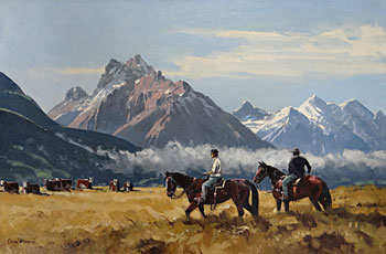 Musterers on the Routeburn Station with the Humbolt Mountains in the Distance