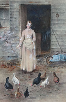 Girl Feeding Poultry