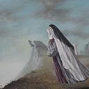 Nuns Floating Over a Dream Landscape