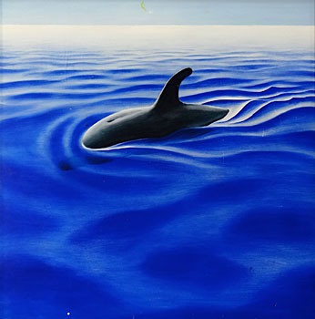 Dolphin in Sea of Klein Blue & Harmonic Chart Painting - Double Side, 1973