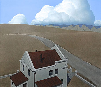 Building, Road, Clouds