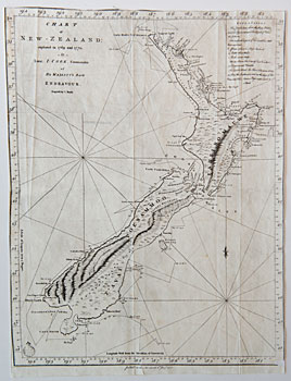 Chart of New Zealand, explored in 1769 and 1770 by Lieut: I: Cook, Commander of His Majesty's Bark Endeavor