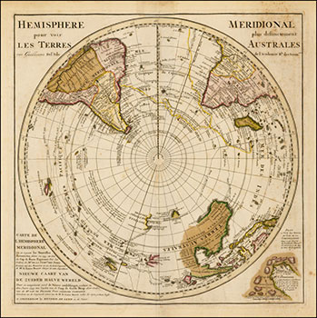Map of the Southern Hemisphere, published in Amsterdam c. 1740