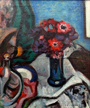 Flowers in a  Blue Vase