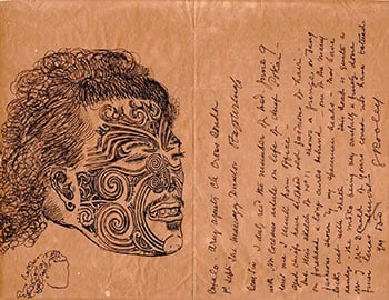Letter with Maori Head Study