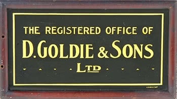 Original gold leaf sign painted for D Goldie & Sons, 523 Parnell RoadAuckland,   