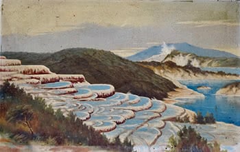 Pink Terrace with White Terrace Beyond and White Terraces - A Pair