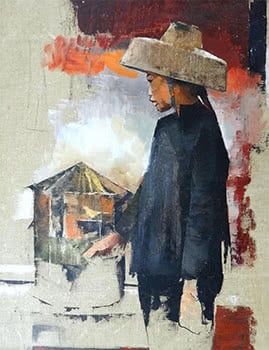Asian Woman in Coolie Hat