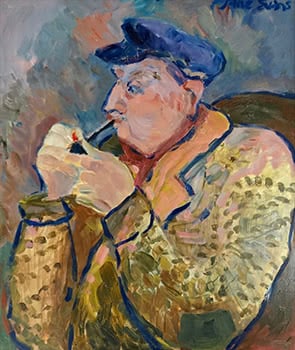 Old Man with Pipe, 1981- (Portrait of the Artist's Father in a Blue Cap)