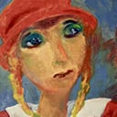 Girl in a Red Hat with Plaits