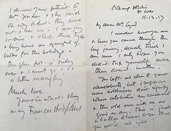 A Letter from Frances Hodgkins to Mrs Lynd, London