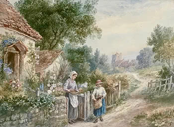 Country Cottage with Figures