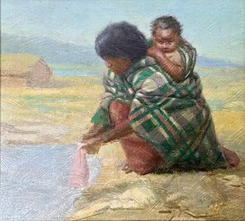 Maori Woman Washing Clothes in a Warm Pool, Whakarewarewa