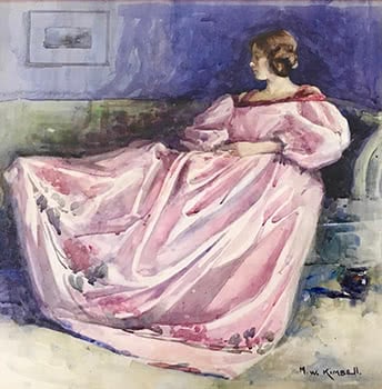 Lady in Pink Silk Gown