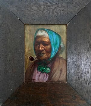Maori Woman with Scarf and Pipe