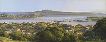 The Waitemata Harbour from Mt Eden, Auckland
