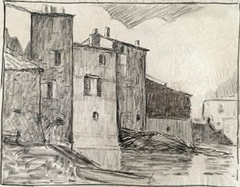 Two Sketches of European Scenes including St Tropez