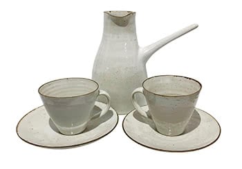 Two Cups with Matching Saucers & Coffee Pot