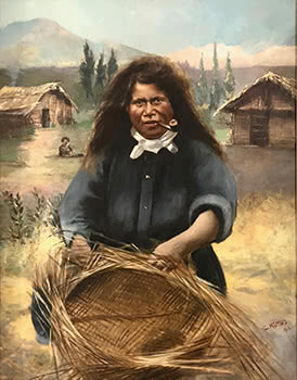 Maori Woman Weaving