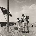 Working Party on Railway Water Channel in Desert, Yumen, China, 1956