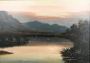 Maori Pa on a River at Sunset, c. 1880