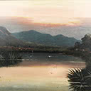 Maori Pa on a River at Sunset, c. 1880