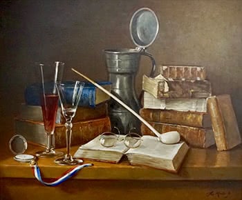 Still Life with Books, Glasses & Pipe