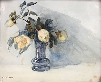 Roses in a Blue Vase