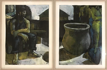 Seated Figure and Urn, diptych