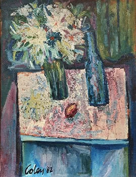 Still Life, Flowers and Bottle