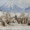 Settler's House, and Native Pah, New Plymouth