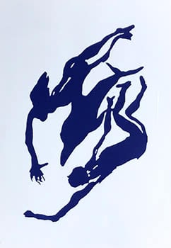 Dolphin and Lovers (Blue on White)