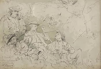 Four Young Men Seated in a Landscape