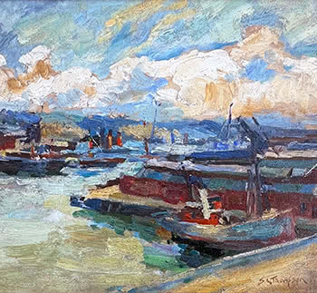 Wellington Harbour Scene with Boats