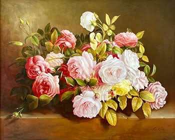 Still life; Old English Roses