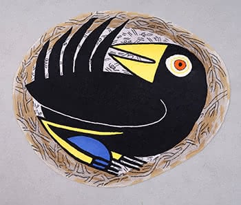 Black Bird in Nest