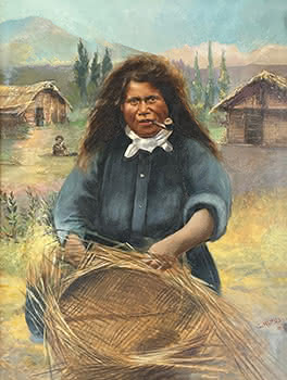 Maori Woman Weaving