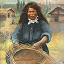 Maori Woman Weaving