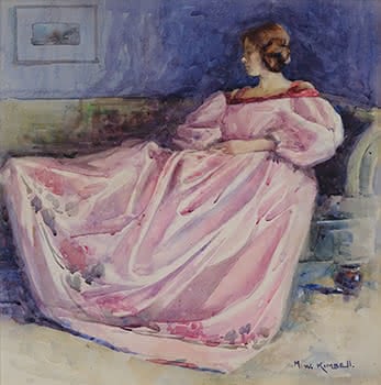 Lady in Pink Silk Gown