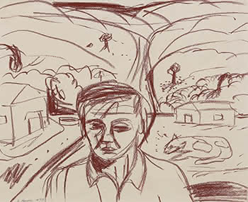 Drawing of a Man in an Urban Landscape, 1977