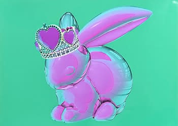 Crowned Pink Bunny - Unframed